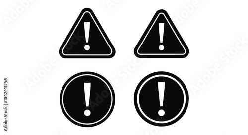 Vector illustration of various warning and attention exclamation mark signs