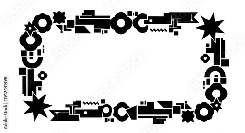 Black decorative corner frame with symbols.