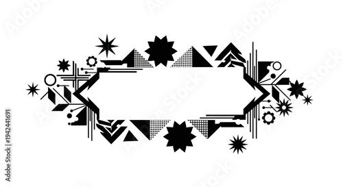 Black and White Geometric Frame Design Element.