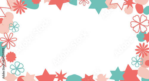 Colorful Floral Star Frame Border Design.