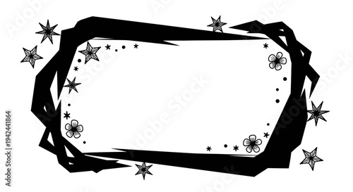 Black Frame with Stars and Snowflakes Design.