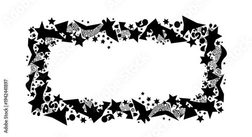 Black and White Starry Rectangular Frame.