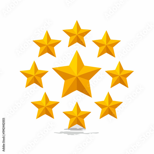 Dynamic Golden Star Cluster Icon for Rating, Review, and Award Recognition