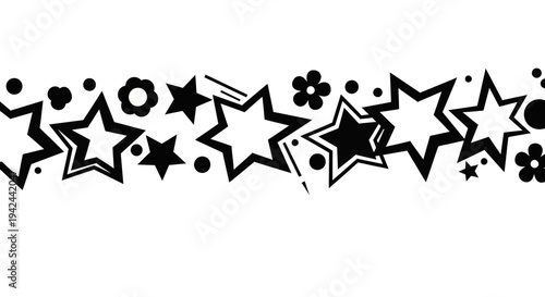 Black Stars and Shapes on White.
