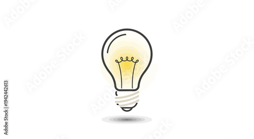 Bright glowing light bulb icon on clean white background