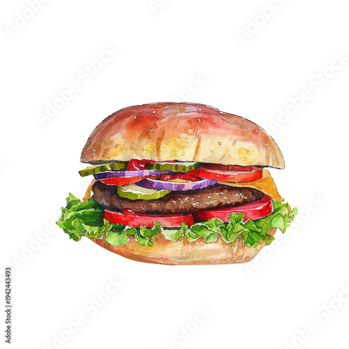 cute burger hand drawn vector illustration