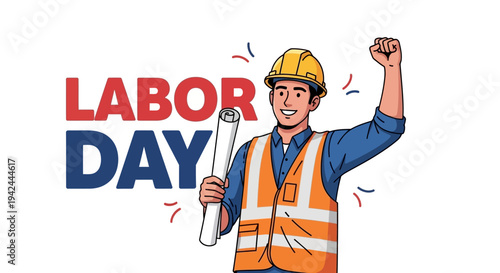 Construction Worker Celebrating Labor Day with Pride.