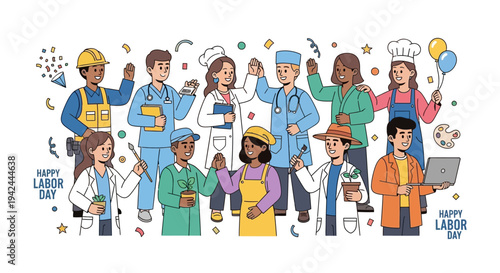 Diverse Group of Professionals Celebrating Labor Day.