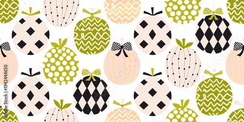 A repeating pattern of colorful decorated easter eggs on a white background