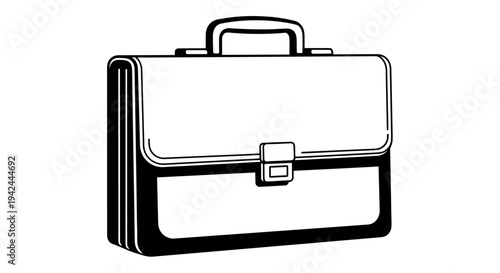 Classic black and white illustration of a briefcase.
