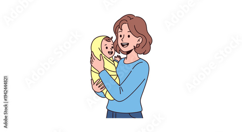 Mother Holding Baby in Her Arms.