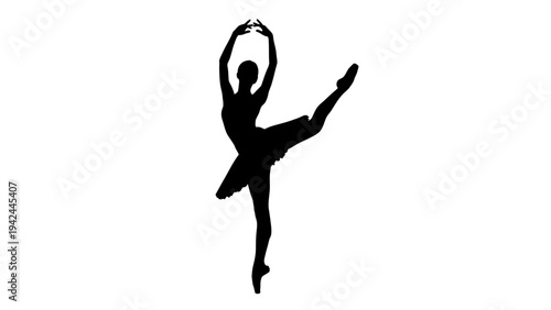 Silhouette of female ballet dancer posing.