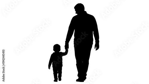 Silhouette of man holding child.
