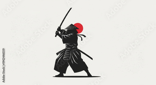 silhouette of a samurai with a katana