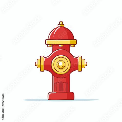 Cartoon red fire hydrant icon on white background