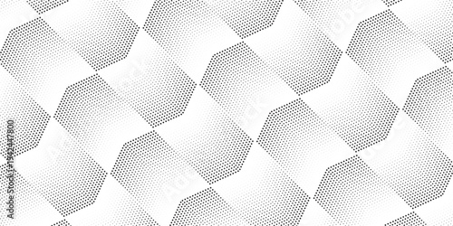 Seamless halftone hexagon shape dot pattern vector, Geometric Halftone Abstract pattern for Fabric and textile printing, sport jersey texture, wrapping paper, backdrops and packaging