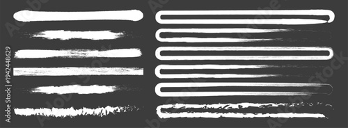 Hand drawn chalk vector set. Hand drawn sketch chalk crayon rough texture brush stroke organic line . Vector horizontal chalk lines. 