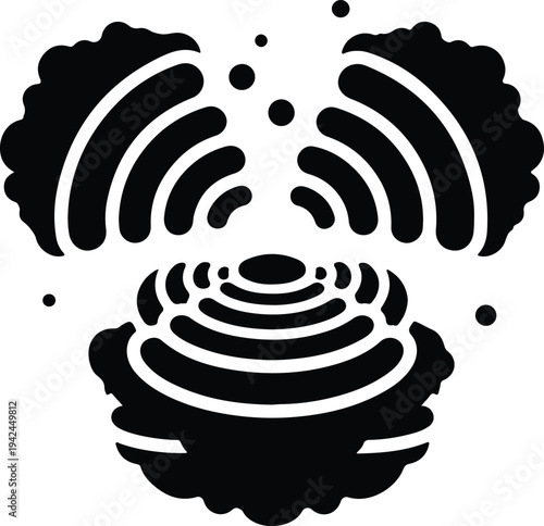 Vector abstract ripple wave pattern with circular radiating sound elements silhouette design