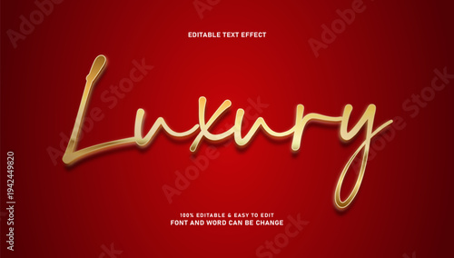 Elegant Luxury Golden Calligraphy Text Effect on Premium Red Gradient Background