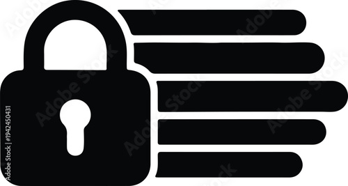 Vector Data security padlock protecting information digital privacy concept silhouette design