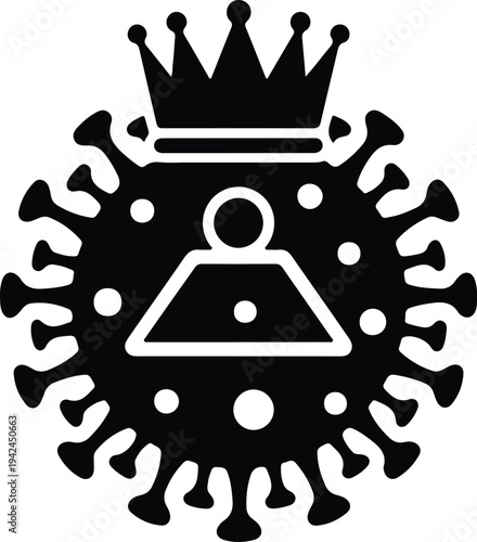 Vector global pandemic virus corona with king crown symbol silhouette design