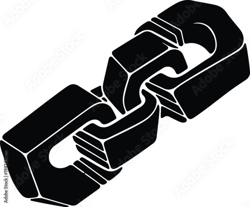 Vector modern stylized chain link connection symbol abstract isometric silhouette design