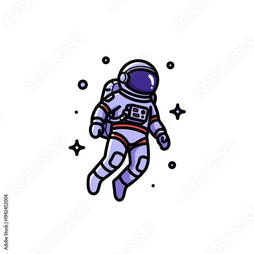 Cute astronaut character floating in outer space