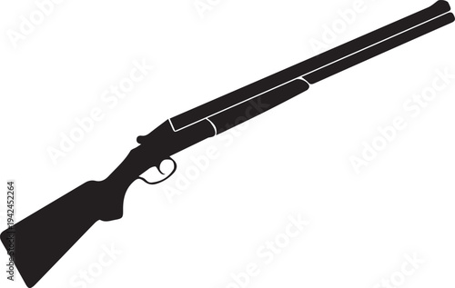 Black metal Shotgun rifle isolated on a white background as a military style firearm and hunting weapon