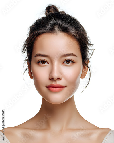 A stunning woman's portrait, showcasing beauty and confidence with a serene expression