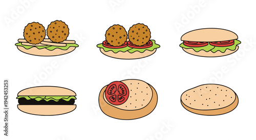 Falafel Sandwich Line art clean creative abstract vector