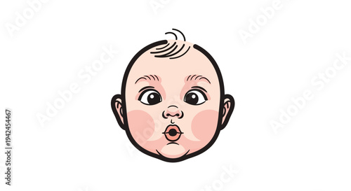 Cute cartoon baby face with surprised expression