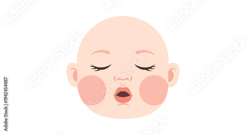 Cute cartoon baby head with closed eyes sleeping