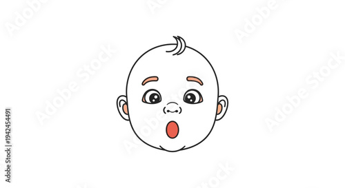 Cute cartoon baby head with surprised expression