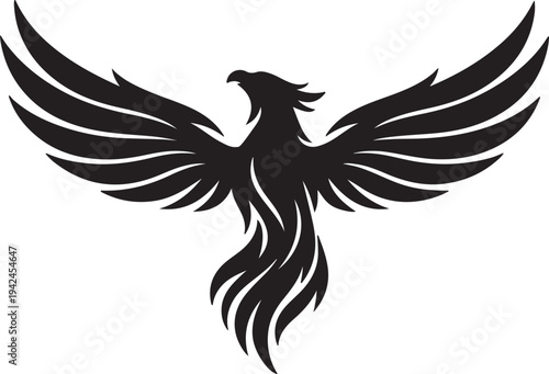 Phoenix bird logo icon silhouette vector illustration design, falcon wings phoenix bird logo silhouettes vector.