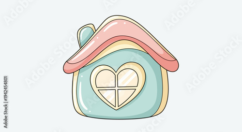 Cute cartoon house with heart window illustration