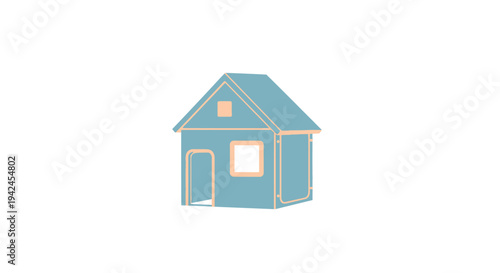 Cute cartoon house illustration with door and windows