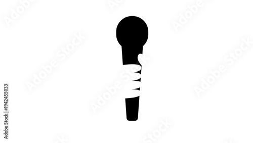 minimalist microphone in hand, black isolated silhouette