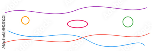 Abstract colorful wavy lines with circles