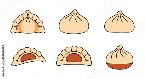 Dumpling Line art vector set creative bold abstract illustration