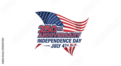 Free Download American flag with 250th anniversary independence day july 4th logo on transparent background - GFXLoad