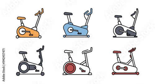 Exercise Bike Line art vector simple abstract colorful illustration