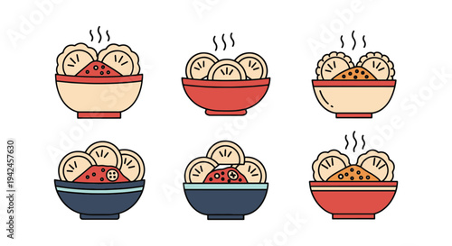 Dumpling Soup Line art vector clean contemporary abstract illustration