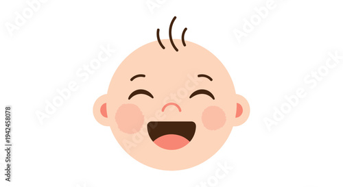 Cute happy baby smiling face illustration on white background