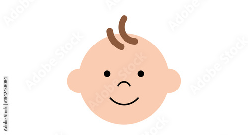 Cute happy baby face simple minimalist illustration
