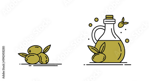 Extra Virgin Olive Oil Line modern pastel abstract color vector