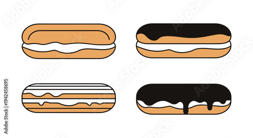 Eclair Line art vector set dynamic fluid abstract color illustration