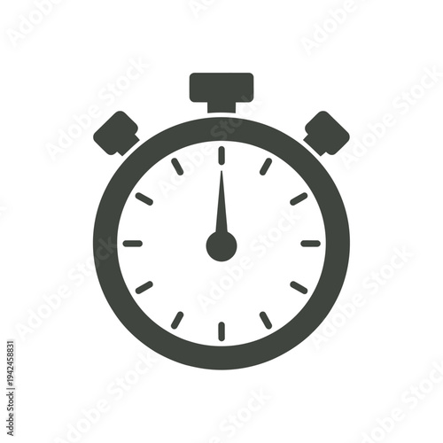 Simple black stopwatch icon displaying time measurement and speed concepts