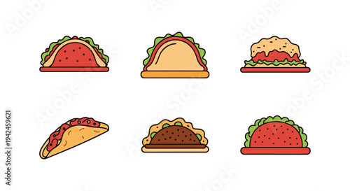 Enchilada Line art vector set modern artistic abstract