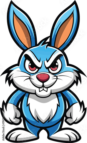 Cartoon blue rabbit character vector