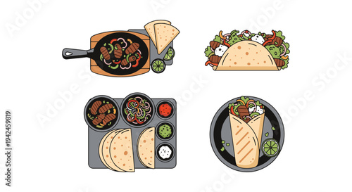Fajita Plate Line art vector creative vibrant abstract
